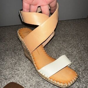 Dolce Vita Two-Tone Espadrille Wedge in Tan and White